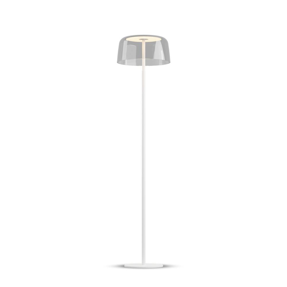 Koncept Lighting YUF-SW-MWT+SCLR Yurei Floor Lamp (Matte White) with 14" Acrylic Shade, Clear